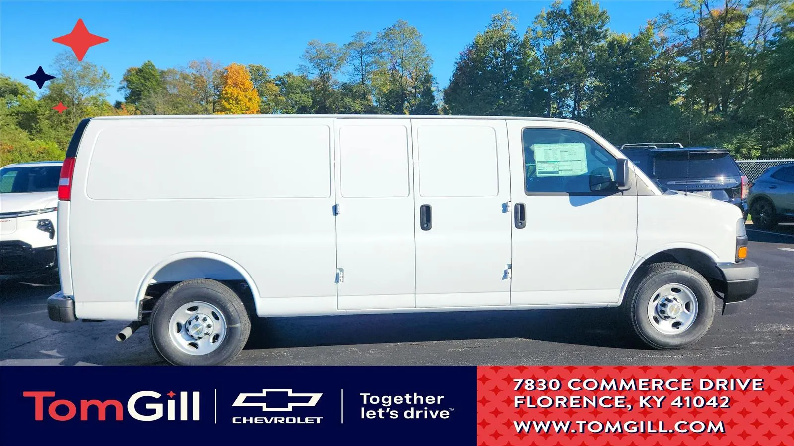 White 2025 Chevrolet Express Cargo Van RWD 2500 155 for sale in Florence, KY