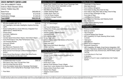 Photos of 2023 INFINITI QX50 LUXE for sale in St. Charles, MO at Clement Supercenter
