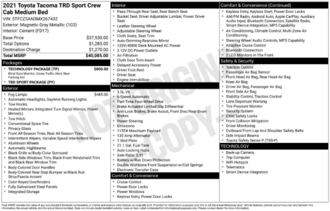 Another view of 2021 Toyota Tacoma TRD Sport for sale in St. Charles, MO at Clement Supercenter