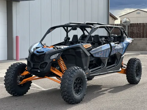 Another view of 2025 Can-Am Maverick X3 Max RS Turbo RR Scandi Blue / Orange Crush for sale in Pueblo West, CO at Strictly Powersports