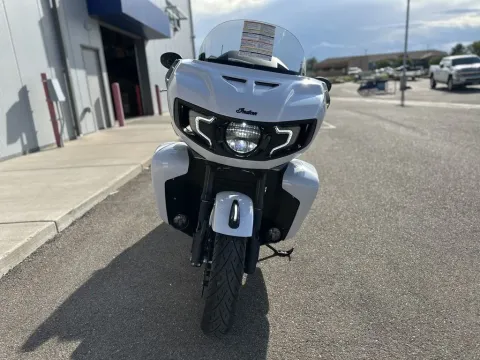 Photos of 2025 Indian Motorcycle Pursuit® Dark Horse® 112 w/PowerBand Audio Ghost White Metallic Crystal wit Ghost White Metallic Crystal with Black Vivid for sale in Pueblo West, CO at Strictly Powersports