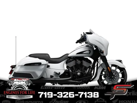White 2024 Indian Motorcycle Chieftain® Dark Horse® w/Powerband Audio Pkg Ghost White Metallic Smoke wit Ghost White Metallic Smoke with Graphics for sale in Pueblo West, CO