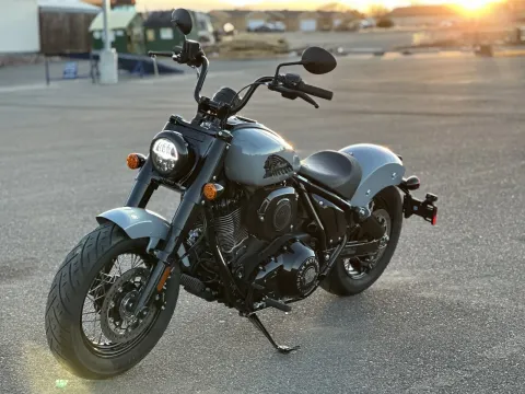 Another view of 2025 Indian Motorcycle Chief® Bobber Dark Horse® Storm Gray for sale in Pueblo West, CO at Strictly Powersports