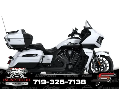 White 2025 Indian Motorcycle Pursuit® Dark Horse® Ghost White Metallic with Black Vivid for sale in Pueblo West, CO