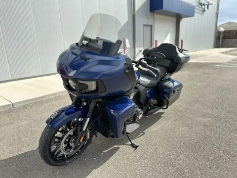 Another view of 2025 Indian Motorcycle Pursuit® Dark Horse® Springfield Blue Vivid Crystal / Black Vivid for sale in Pueblo West, CO at Strictly Powersports