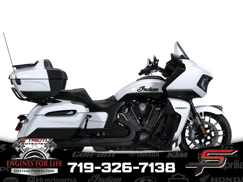 2025 Indian Motorcycle Pursuit® Dark Horse® w/PowerBand Audio Ghost White Metallic Crystal / Black Ghost White Metallic Crystal / Black Vivid for sale in Pueblo West, CO