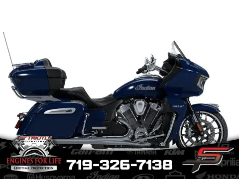 Blue 2025 Indian Motorcycle Pursuit® Limited w/PowerBand Audio Springfield Blue for sale in Pueblo West, CO