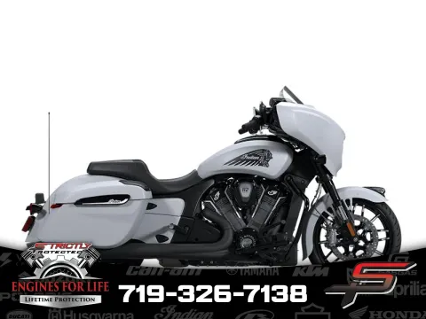 White 2025 Indian Motorcycle Chieftain® PowerPlus Dark Horse® 112 w/PowerBand Ghost White Metallic Smoke for sale in Pueblo West, CO
