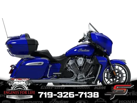 Blue 2025 Indian Motorcycle Roadmaster® PowerPlus Limited w/PowerBand Audio Spirit Blue Metallic for sale in Pueblo West, CO