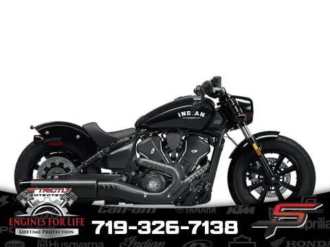 Black 2025 Indian Motorcycle Scout® Bobber Black Metallic for sale in Pueblo West, CO