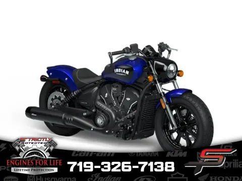 Blue 2025 Indian Motorcycle Scout® Bobber Limited +Tech Spirit Blue Metallic for sale in Pueblo West, CO