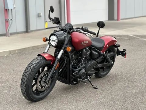 Another view of 2025 Indian Motorcycle Scout® Bobber Limited +Tech Sunset Red Smoke for sale in Pueblo West, CO at Strictly Powersports
