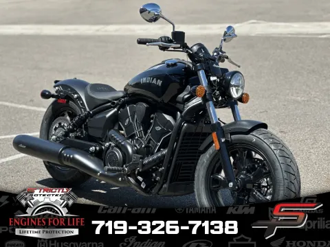 Black 2025 Indian Motorcycle Scout® Sixty Bobber Black Metallic for sale in Pueblo West, CO