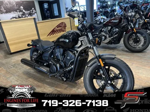 Black 2025 Indian Motorcycle Scout® Sixty Bobber Black Metallic for sale in Pueblo West, CO