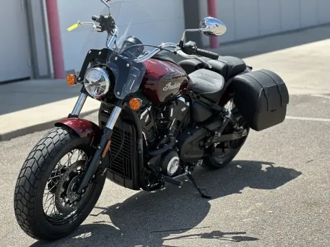 Another view of 2025 Indian Motorcycle Super Scout® Maroon Metallic with Graphics for sale in Pueblo West, CO at Strictly Powersports