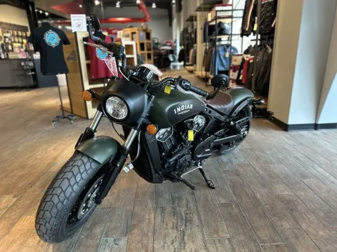 Another view of 2024 Indian Motorcycle Scout® Bobber ABS Sagebrush Smoke for sale in Pueblo West, CO at Strictly Powersports