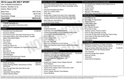 Photos of 2016 Lexus RX 350 F Sport for sale in Union Gap, WA at Bud Clary Toyota of Yakima