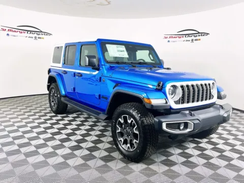 Blue 2026 Jeep Wrangler Sahara for sale in Saint Marys, OH