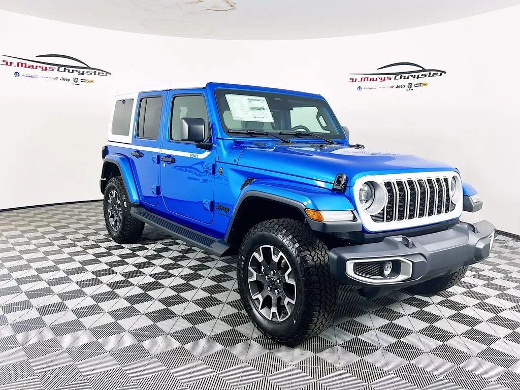 Blue 2026 Jeep Wrangler Sahara for sale in Saint Marys, OH