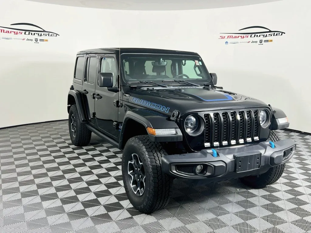 Black 2023 Jeep Wrangler Rubicon 4xe for sale in Saint Marys, OH
