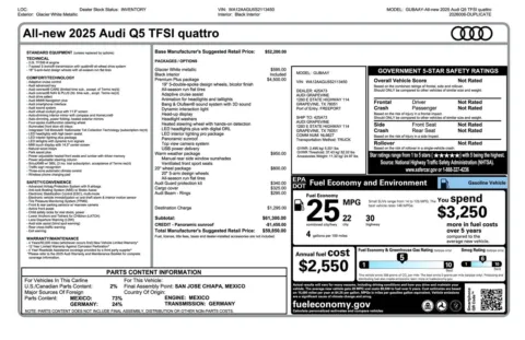 White 2025 Audi Q5 Premium Plus for sale in Austin, TX