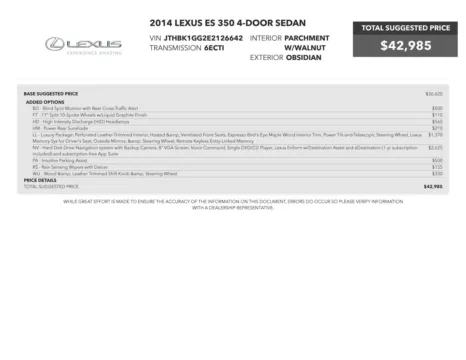 Black 2014 Lexus ES 350 for sale in Austin, TX