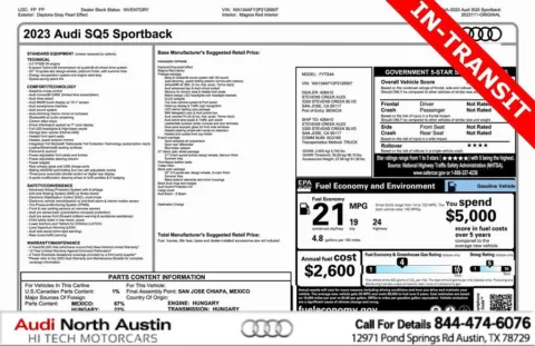 Gray 2023 Audi SQ5 Sportback Prestige for sale in Austin, TX