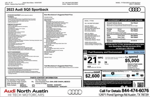 Gray 2023 Audi SQ5 Sportback Prestige for sale in Austin, TX