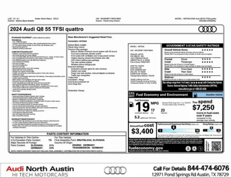 Black 2024 Audi Q8 Premium Plus for sale in Austin, TX