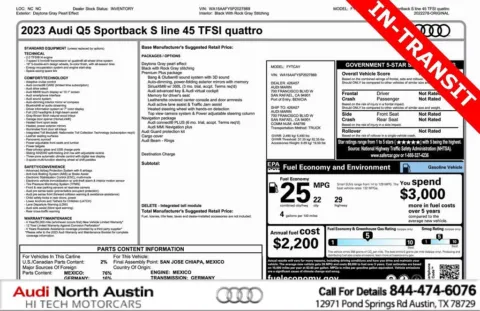 Gray 2023 Audi Q5 Sportback S line Premium Plus for sale in Austin, TX