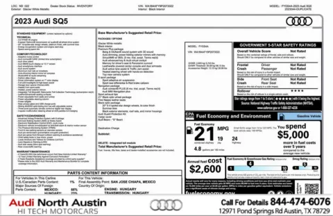 Black 2023 Audi SQ5 Premium Plus for sale in Austin, TX