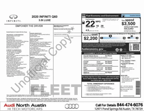 Black 2020 INFINITI Q60 3.0t LUXE for sale in Austin, TX