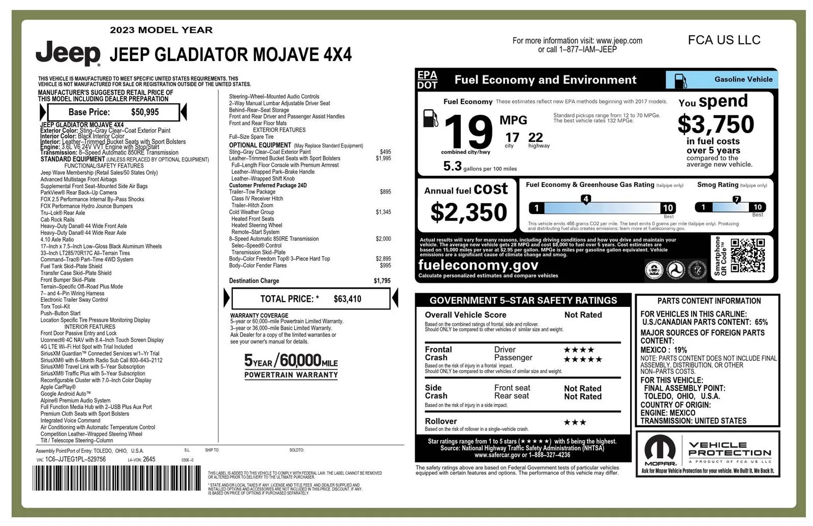 2023 Jeep Gladiator Mojave for sale in Boone, IA