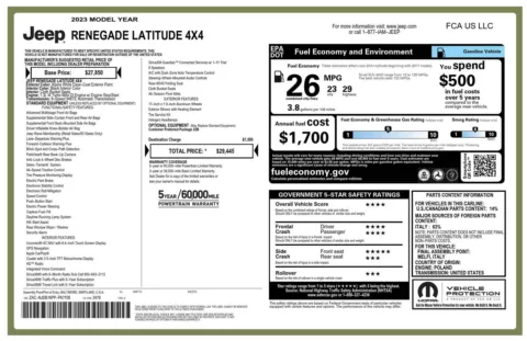 White 2023 Jeep Renegade Latitude for sale in Boone, IA