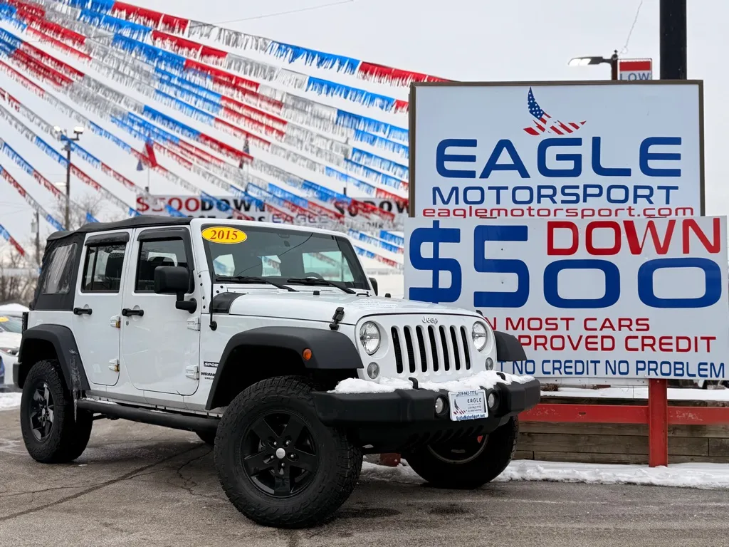 White 2015 JEEP WRANGLER UNLIMI SPORT for sale in Hobart, IN