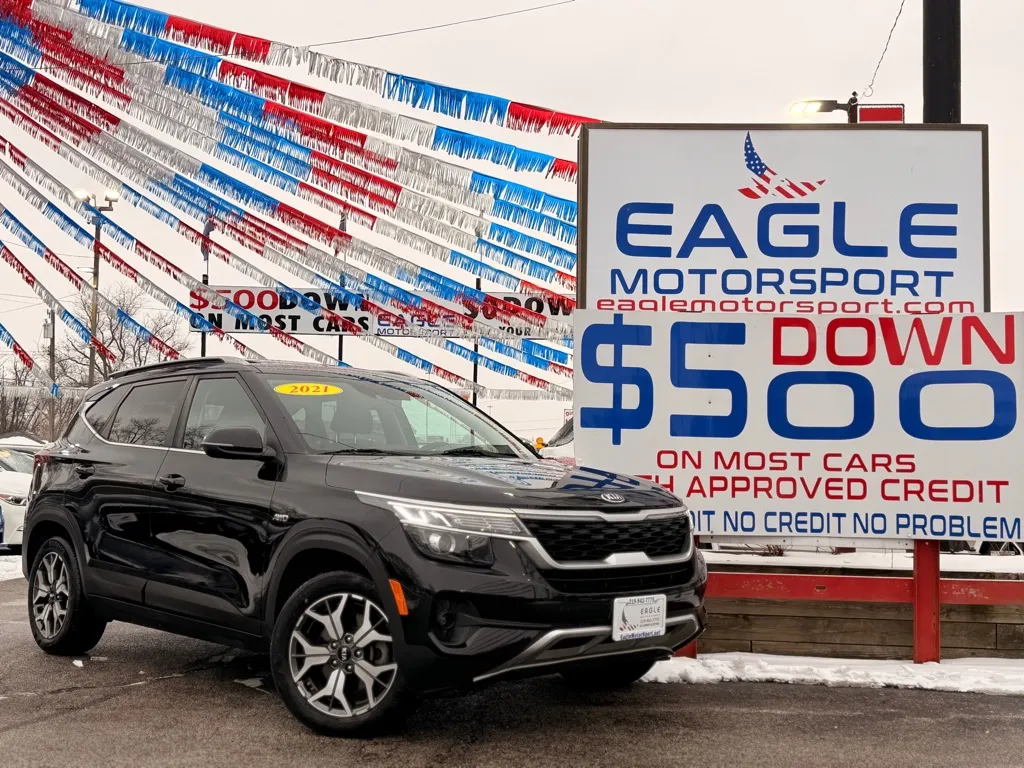 Black 2021 KIA SELTOS EX for sale in Hobart, IN