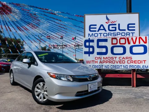 Another view of 2012 HONDA CIVIC LX for sale in Hobart, IN at Eagle Motorsport Used Car Dealer Bad Credit Auto Finance Northwest Indiana