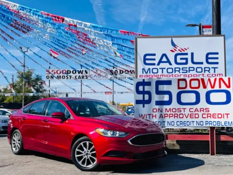 Red 2017 FORD FUSION SE for sale in Hobart, IN