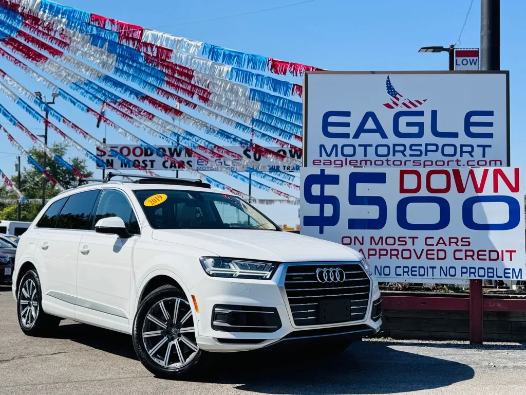 White 2019 AUDI Q7 QUATTRO SE PREMIUM PLUS 55 TFS for sale in Hobart, IN