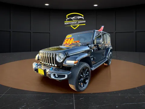 Black 2023 JEEP WRANGLER SAHARA 4XE for sale in Valparaiso, IN