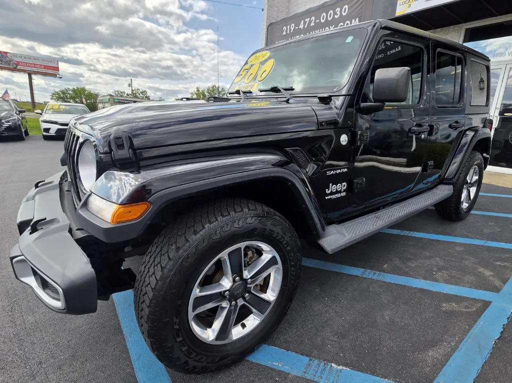 Black 2019 JEEP WRANGLER UNLIMI SAHARA for sale in Merrillville, IN
