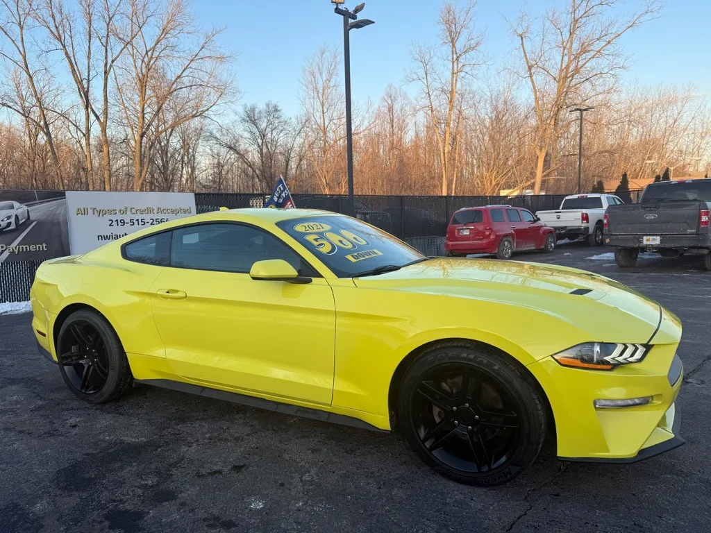 Yellow 2021 FORD MUSTANG ECOBOOST for sale in Schererville, IN