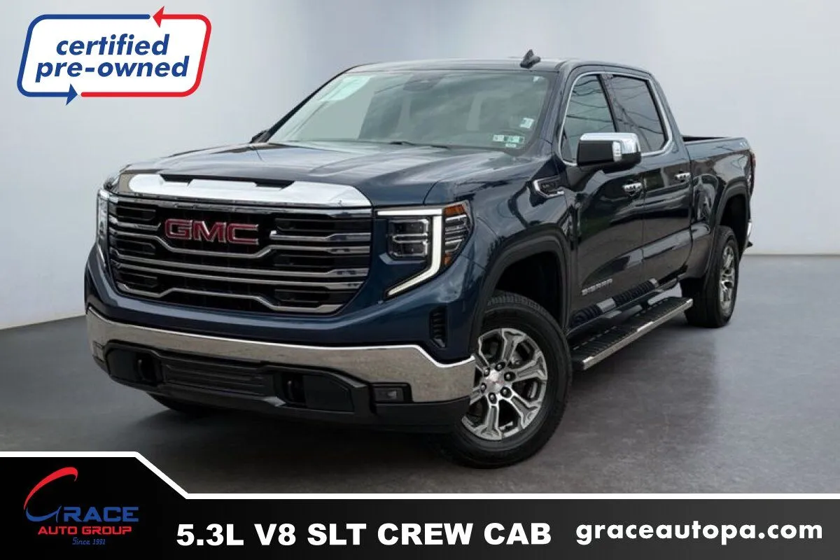 Blue 2022 GMC Sierra 1500 4WD Crew Cab Standard Box SLT for sale in Morrisville, PA