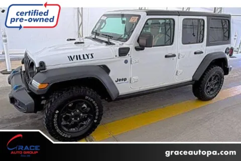 White 2023 Jeep Wrangler 4xe 4x4 for sale in Morrisville, PA