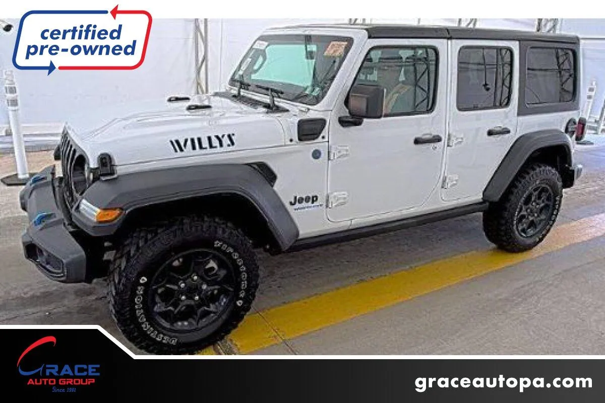 White 2023 Jeep Wrangler 4xe 4x4 for sale in Morrisville, PA