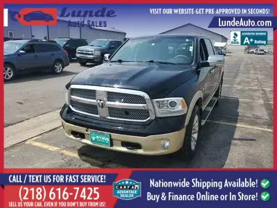 Black 2015 Ram 1500 Crew Cab Laramie Longhorn Pickup 4D 5 1/2 ft for sale in Wadena, MN
