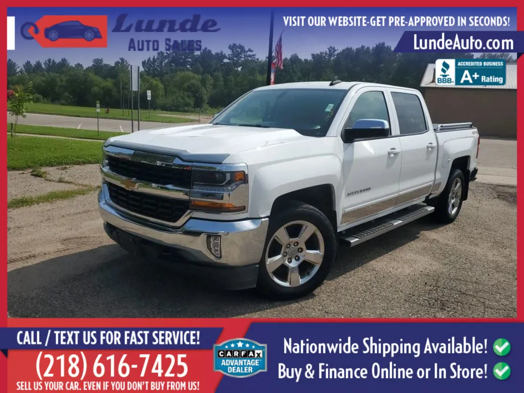 White 2018 Chevrolet Silverado 1500 Crew Cab LT Pickup 4D 5 3/4 ft for sale in Wadena, MN