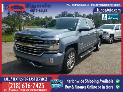 Blue 2016 Chevrolet Silverado 1500 Crew Cab High Country Pickup 4D 5 3/4 ft for sale in Wadena, MN