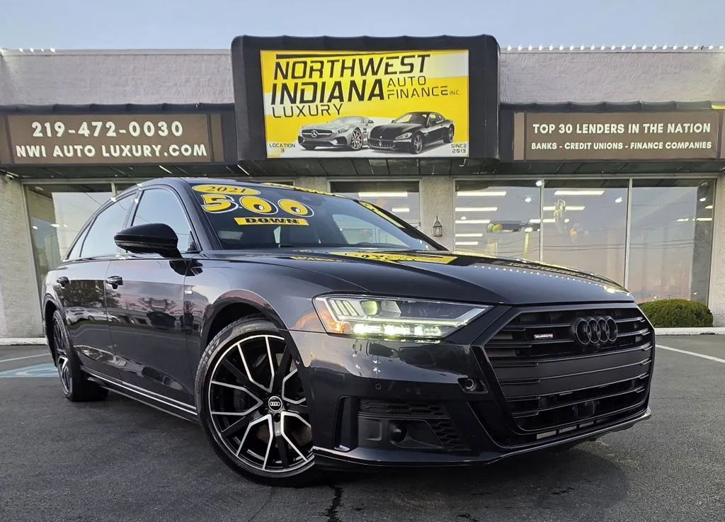 Blue 2021 AUDI A8 L QUATTRO 60 TFSI for sale in Merrillville, IN