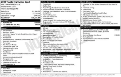 Photos of 2008 Toyota Highlander Sport for sale in Cockeysville, MD at Used Cars of Baltimore